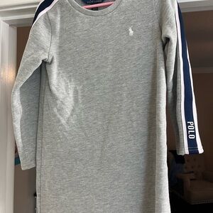 Polo by Ralph Lauren Kids Gray Long Sleeve Shirt with Navy and Pink Stripes